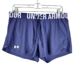 Womens Blue Under Armour Loose Running Shorts Heat Gear Athletic 4" Inseam M